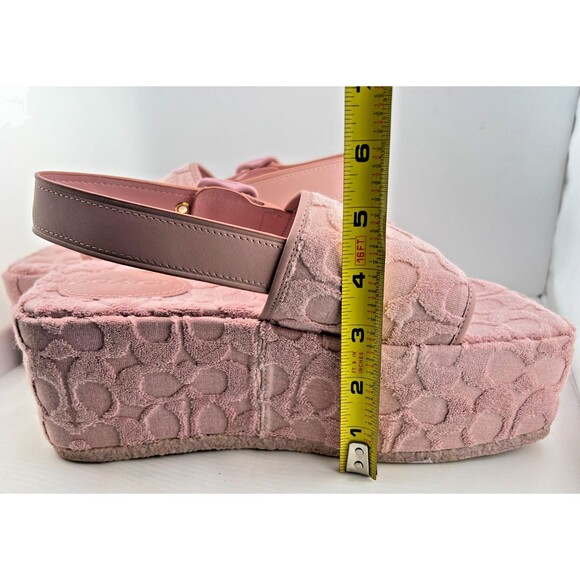COACH Women's 9 B Noelle Terry Cloth Pink Platform Sandals Shoes Pool Chunky Y2K - Picture 7 of 12